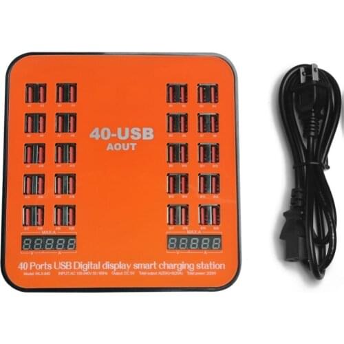 Smart 40 Ports USB Hub Charging Station Power Outlet Multi-Port Speed Charger Dock with LCD Display for Hotel School
