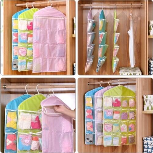 16 Pockets Wardrobe Hanging Holder Socks Briefs Organizer Clothing Hanger Bags for Closet Shoes Underpants Storage