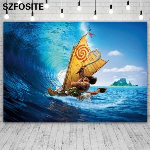 Cartoon Sailboat Ocean Adventure Surfing Background Princess Picture Child Birthday Decoration Photography Photo Vinyl Backdrop