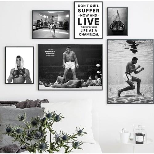 Muhammad Ali Black White Vintage Photo Poster Muhammad Ali Training for His Fight Against Brian Canvas Painting Print Wall Decor