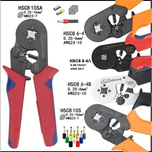 VSC8 Tubular terminal crimping tools mini electrical pliers HSC8-10SA 0.25-10mm2 23-7AWG high precision clamp set tool