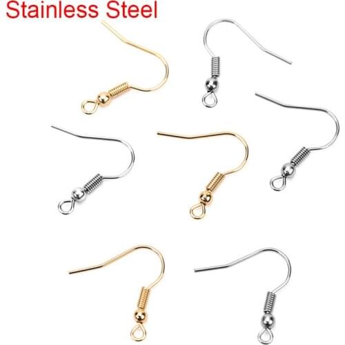 50pcs/Lot Stainless Steel Hypoallergenic Earring Hooks Clasp Findings 20*20mm Golden Ear Wire For Diy Jewelry Accessories Making