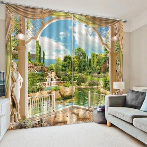 3D Landscape Windows Curtains For Living Room Bedroom Blackout Thin/ Thicken Kitchen Curtains Drapes Window Treatments