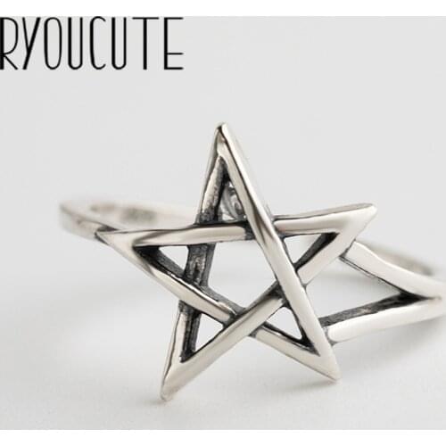 Bohemian Vintage Silver Color David Star Ring for Women Bijoux Gift Female Adjustable Size Finger Rings Anillos Wholesale