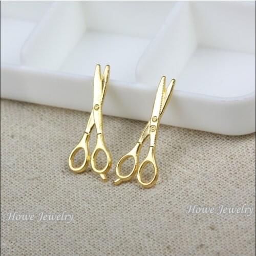 100pcs vintage scissors Charm Gold-color Fit Bracelets Necklace DIY Metal Jewelry Making C034
