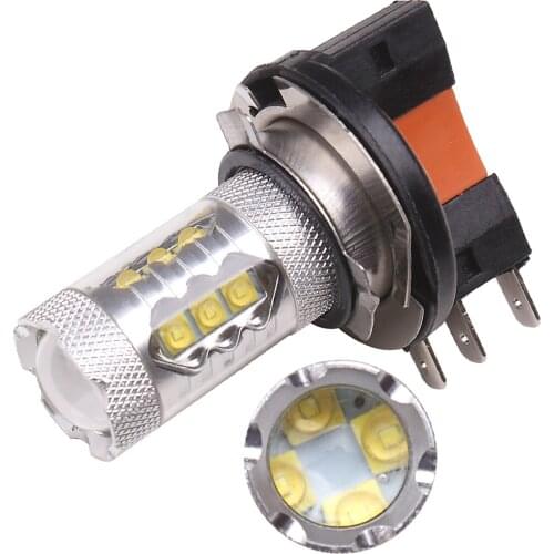 2PCS H15 16LED 80W Car Cree-3535 LED Bulbs Daytime Running Lights Car Front Fog Light Bulbs White Light