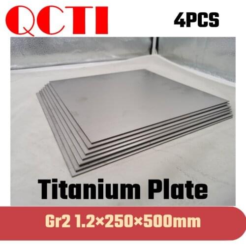 4pcs Gr2 Titanium Alloy Plate Ti Sheet 1.2*250*500mm 6al-4v For DIY OEM Metalworking Supplies