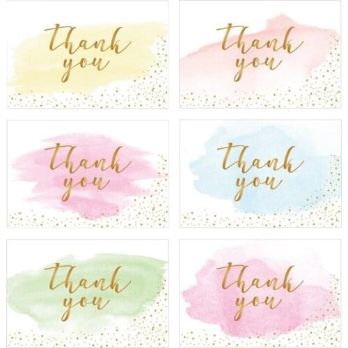 48 Pack Thank You Cards Pack Gold Foiled Watercolor Greeting Cards with Envelopes for Wedding, Baby Shower,Business