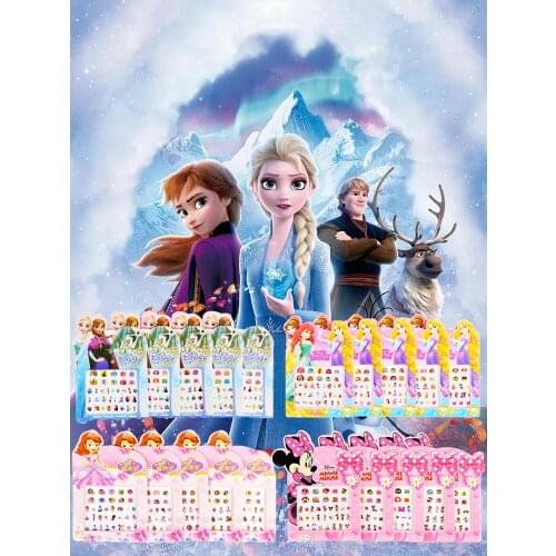 5 Pcs/lot Disney Frozen 2 Elsa Anna Makeup Toy Nail Art Stickers Snow White Princess Sofia Ariel Minnie Girls Kids Sticker Decor