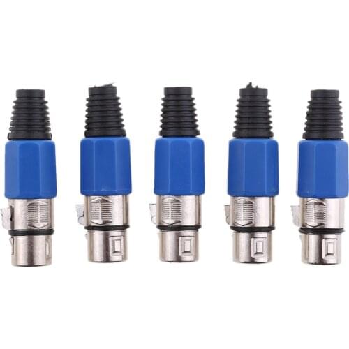 5pcs XLR 3Pin Speaker Connector Female Audio Microphone Cable Connector