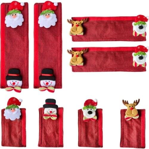 8pcs/Set Christmas Refrigerator Door Handle Covers Cartoon Santa Deer Bear Snowman Fridge Oven Microwave Cabinet Handle