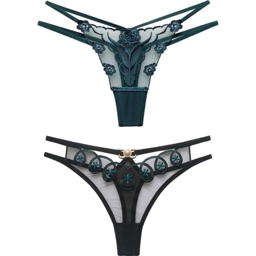 Womens 2 Styles Pack Cute Lingerie Thong Underwear Panties Gift For Girlfriend or Wife