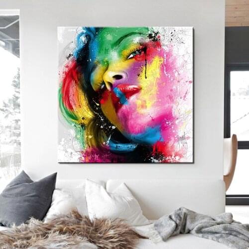 Beauty Woman Graffiti Art Posters And Prints Abstract Colorful Girl Canvas Paintings On The Wall Art Pictures Wall Decoration