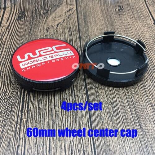 Red WRC Emblem Sticker Label 4pcs/set 60mm Car Wheel Center Cap 2.36inch Wheel Hub Rim Cap for Volvo Saab Skoda Renault Rover