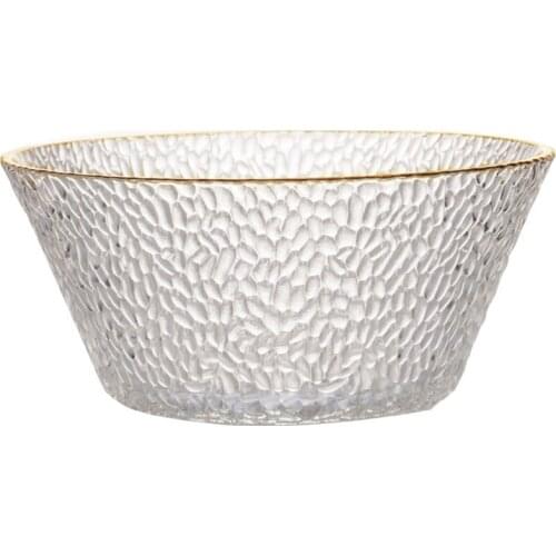 Creative Glass Craft Fruit Salad Bowl Round Snacks Dessert Bowl Household Dining Table Solid Color Tray Kitchen Supplies