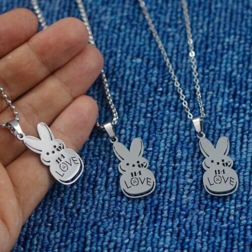Hot Lil Peep Love Rabbit Pendant Necklace Beads Link Chain Stainless Steel Charming Simple Chain Clavicle Jewelry
