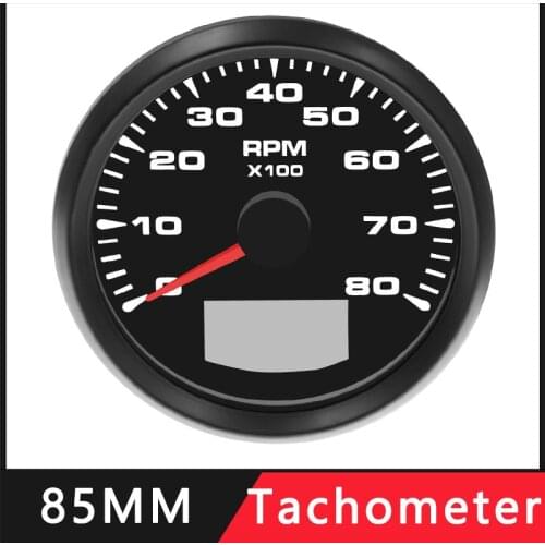 85MM Boat Tachometer 8000 RPM Tacho Meter With LCD Hourmeter 7 Color Backlight Fit For Audi A4 BMW E46 Toyota Car Marine Yacht
