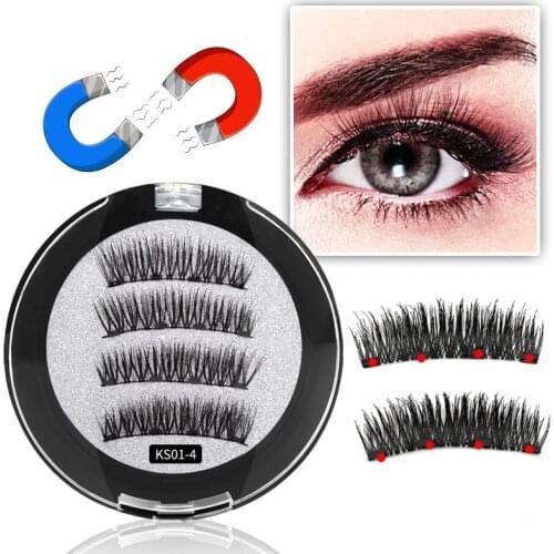 Magnet False Eyelashes 3D Magnetic Eyelashes 3/4 Magnets Handmade Makeup Mink Eyelashes Extended