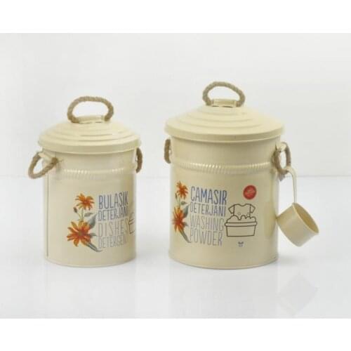 Metal 2li Laundry Dishwashing Detergent Bucket Cream