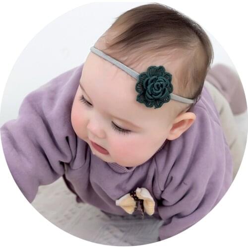 Cute Knitted Flower Headbands For Girls Elastic Nylon Headband Children Stretchy Hair bands Toddler Baby Girl Hair Accessories