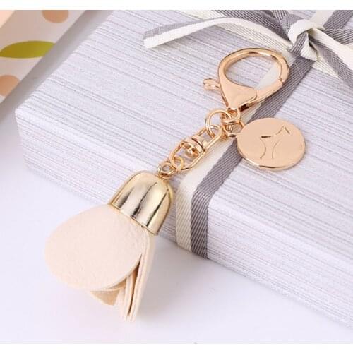 Fashion Flower Key Ring Chiffon Tassel Car Key Chains Lady Bag Ornaments Creative Fashion Charm Flower Jewelry GL5042