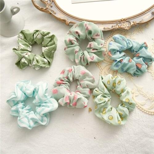 Fashion Korean New Style Women Green Elastic Hairbands Girls Sweet Color Hair Rings Cute Hair Roop Ties For Women