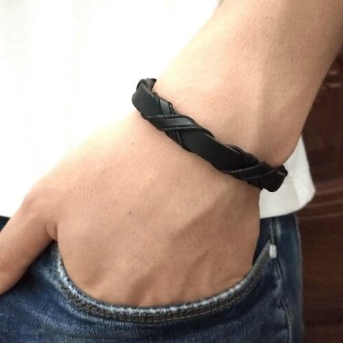 Mens Leather Bracelets Lucky Vintage Black Brown Mens Leather Bracelet Charm Multilayer Braided Women Pulseira Masculina