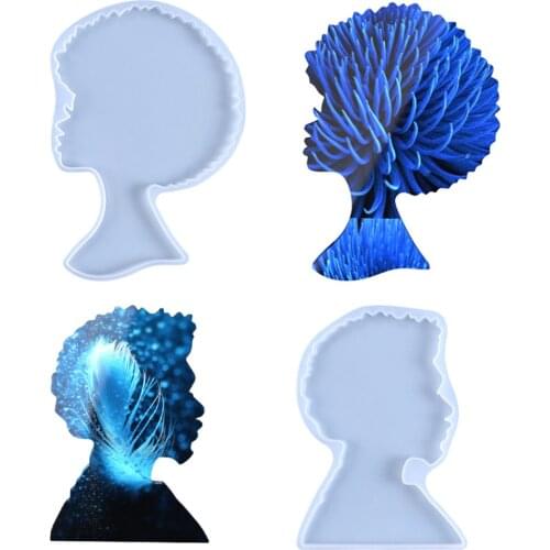 2021 New Human Resin Molds African Female Male DIY Crystal Epoxy Mold For Afro Head Swing Table Coaster Silicone Mould