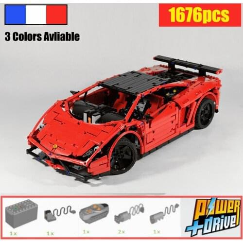 NEW RC Motor Power Function MOC-3918 Lamborghinies Super Car Gallardo Fit LeGINGlys Building Kit Block Bricks Diy Toy Gift