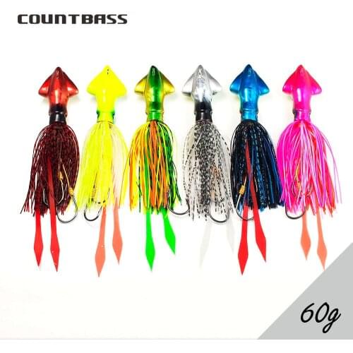 Countbass 6PCS 60g 2.12oz Squid Jigs Snapper Jigging Lure Metal Madai Jig for Fishing Saltwater Glow Belly