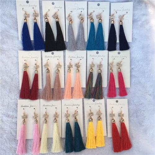 Wholesale 20 Pairs/lots Mixed Wholesale Long Tassel Dangle Earrings for Women Fashion Boho Hook Statement Earrings Bulks Jewelry