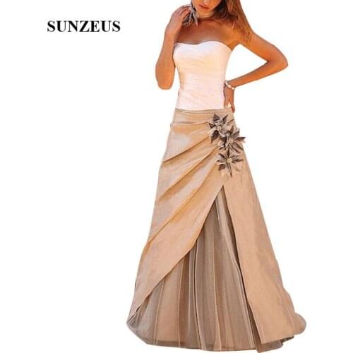 Ivory Champagne Taffeta Mother Of The Bride Dresses A-line Sweetheart Strapless Long Women Party Gowns Wedding Guest Dress