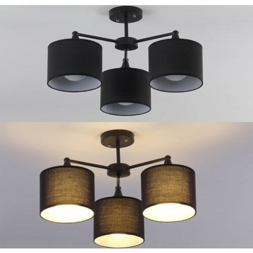 Contemporary Minimalist Farbic Pendant Lamp Creative Metal Round Fixtures Hanging Light For Dining Room Living Room PL458
