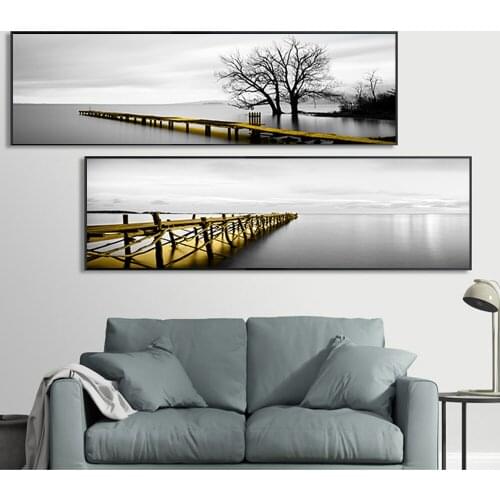 Gold Landscape Poster Canvas Painting Modern Fashion Mural Sofa Background Wall Picture for Living Room Home Decoration Unframed