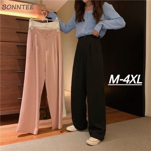 Casual Pants Women Popular Straight Lady Pantalone BF Style Chic Spring Basic Daily All-match Ins Plus Size Trousers Full Length