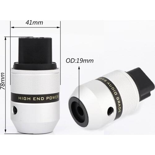 Preffair 083A C19 Aluminum metal 24K Gold Plated Audio Power IEC Connector Plug AC 20A Female Power Cord Audio Cable Connector