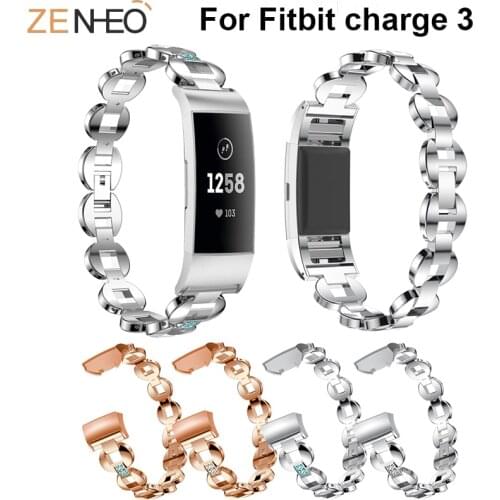 For Fitbit Charge 3 Wristband Watch Band Bling Rhinestone Metal Bracelets For Fitbit Charge 3 watch strap Replacement Straps