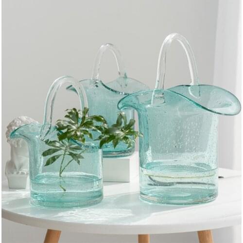 Hand Basket Bag Vase Bubble Transparent Glass Fruit Tray декор для дома Spanish Style декор для дома Modern Table Decoration
