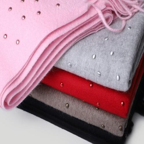 Goat Cashmere Scarf Pashmina Women Fashion New 2020 Diamond Luxury Brand Solid Color Winter Shawl Warm Thicken Autum