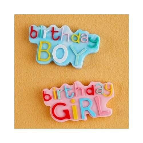PRZY Silicone Mold Fondant Molds Happy Birthday Girl Boy Molds for Cake Decoration Insert Baking Tool Resin Clay Mould