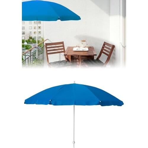 Blue Balcony Umbrella With Clamp Balcony Iron Connection Angle Adjustable 125cm