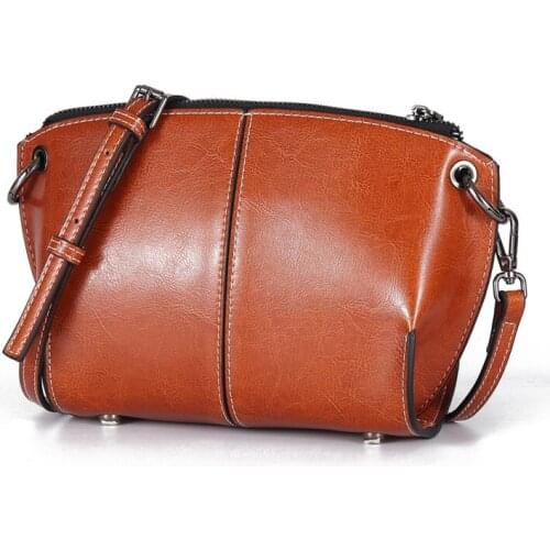 Women Messenger Bags Cowhide Leather Shoulder Crossbody Bag Female Handbags Vintage Luxury High Quality Shell Design Small Purse