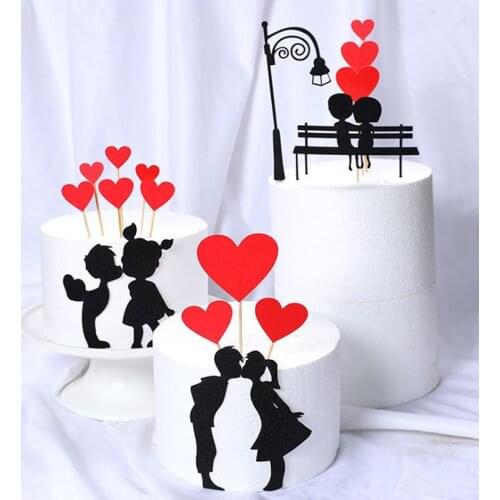Wedding Cupcake Topper Set Love Heart Sweet Lovers Cake Topper For Anniversary Valentines Day Wedding Party Cake Decorations