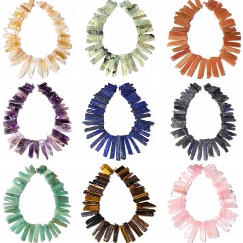 Top Drilled Natural Crystal Quartz lazuli Labradorite minerals Slice Point Beads Cut Crystal Stick Pendants Jewelry making Crown