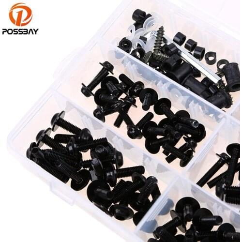 POSSBAY 1 Set Black Motorcycle Fairing Screws Nuts Motorbike Windscreen Screw Iron Bolts Kit Shell Screws Universal for Yamaha