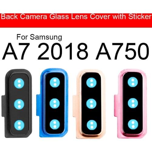 Back Rear Camera Lens With Sticker For Samsung Galaxy A7 2018 A750 Camera Glass Cover Frame Holder Replacement Repair Parts