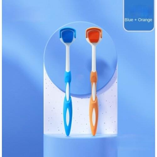 2 Pack Silicone Tongue Scraper Non-slip Handle Tongue Soft Brush Dental Oral Care Plastic Cleaner Fresh Breath Cleaning Tongue