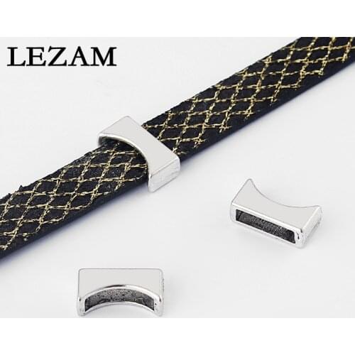 20pcs Fashion Spacer Antique Flat Slider For 10*2mm Flat Leather Cord Diy Bracelet Necklace Jewelry Findings Accessories