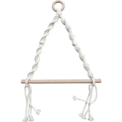 Boho Decor Wall-Mounted Paper Holder Towel Rack Hand-woven Wodden Paper Towel Storage Rack Wall Decoration Home Hotel Homestay