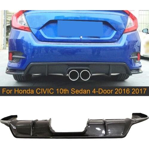 Carbon Fiber Car Rear Bumper Diffuser Lip for Honda Civic X 10th 2016 2017 2018 Rear Diffuser Lip Spoiler